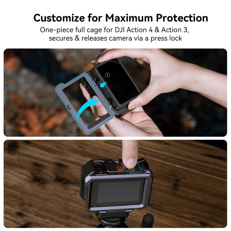 SMALLRIG Action 3 Action 4 Camera Cage for DJI  Protective Cage Compatible for DJI Mic  Protective Frame for DJI Osmo Action 3 Action 4-4119B - Image 2